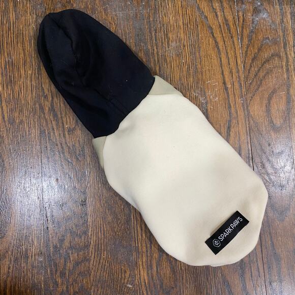 Spark Paws Olive Cream Dog Hoodie Size Small Cream Black Green Fleece Lined - Picture 2 of 10